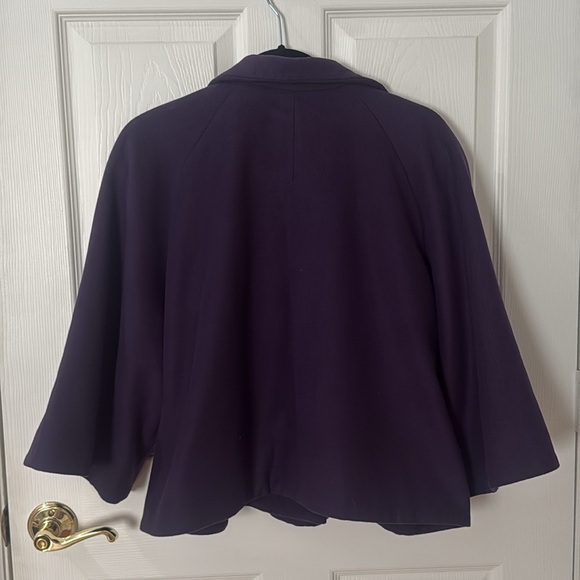 Tahari Purple Cape Jacket with Flared Sleeves - Picture 4 of 4